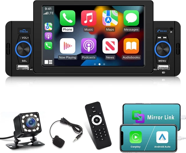 NHOPEEW Single Din Apple Car Play Radio 5 pollici Touchscreen Car Stereo con Blu