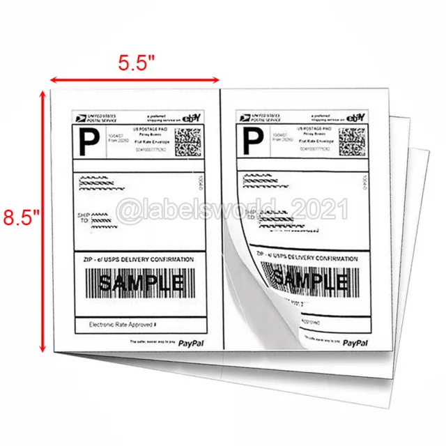 8.5" x 5.5" Half Sheet Shipping Labels for Laser & Inkjet Printer 50-5000 Label