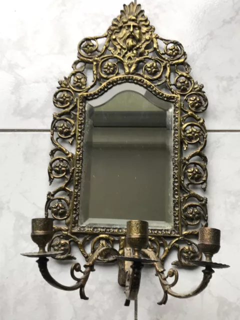 miroir ancien bronze renaissance grotesque Biseauté XIX