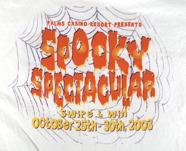 Vintage 2003 Palms Casino Halloween Spooky Spectacular White T-Shirt Size XL
