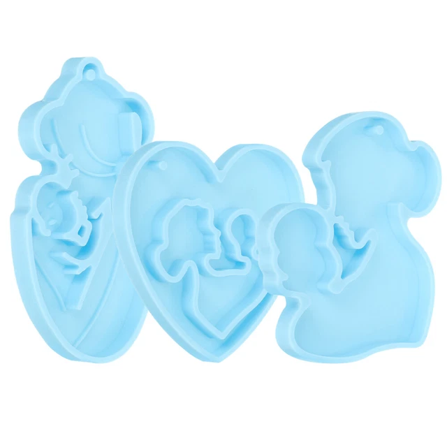 3pcs clés de bricolage Moules de résine Mom Baby Keychain Moule Silicone Pendre
