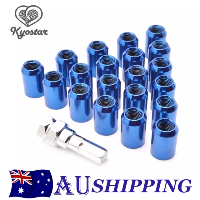 Blue M12x1.5 Steel Wheel Lug Nuts Wheel Rims Tuner With Lock 20PC For Chevrolet