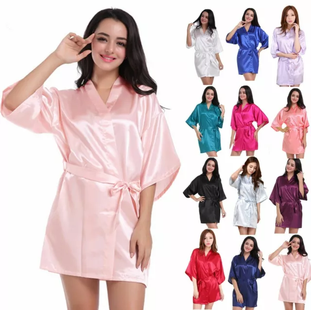 Bride Bridesmaid Robe Kimono Wedding Silk Satin Dressing Gown Sleepwear Bathrobe