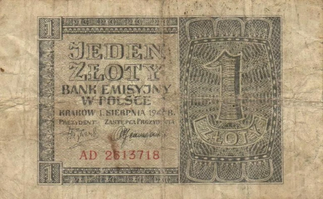 Poland P.99a  1 Zloty 1941 VG