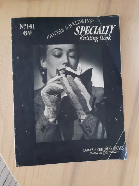 Vintage 40s Patons & Baldwins SPECIALTY knitting pattern book No 141 GLOVES