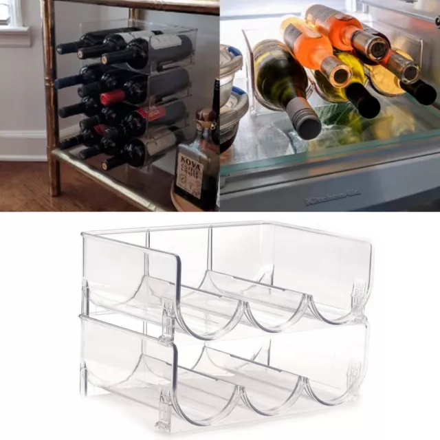 2 Bottle Holder Wine Rack Plastic Cans Shelf Stackable Organizer Storage Stand