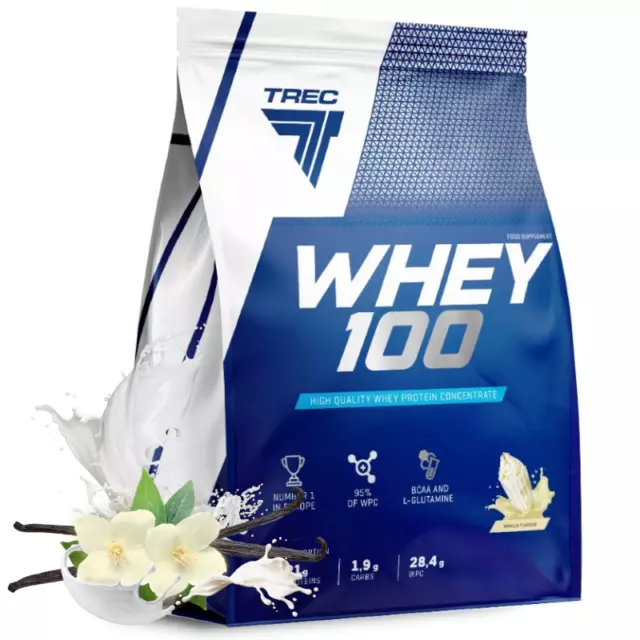 Trec Whey 100 Concentré de protéines de lactosérum vanille, 2275 g