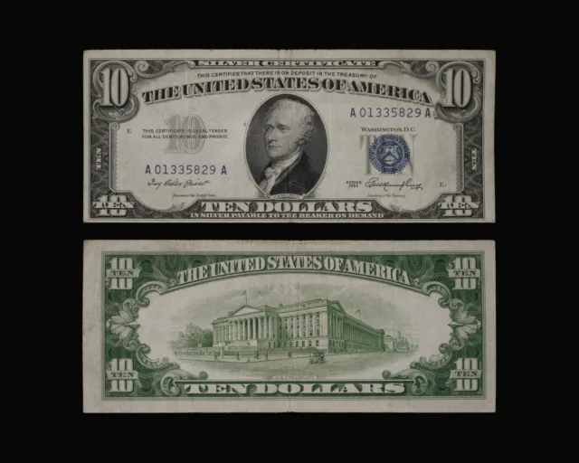 1953 $10 Silver Certificate VF condition Fr. 1706 US Currency Tough Series Note