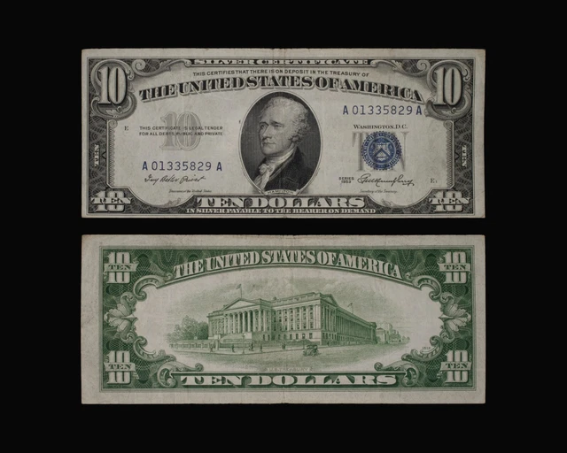1953 $10 Silver Certificate VF condition Fr. 1706 US Currency Tough Series Note