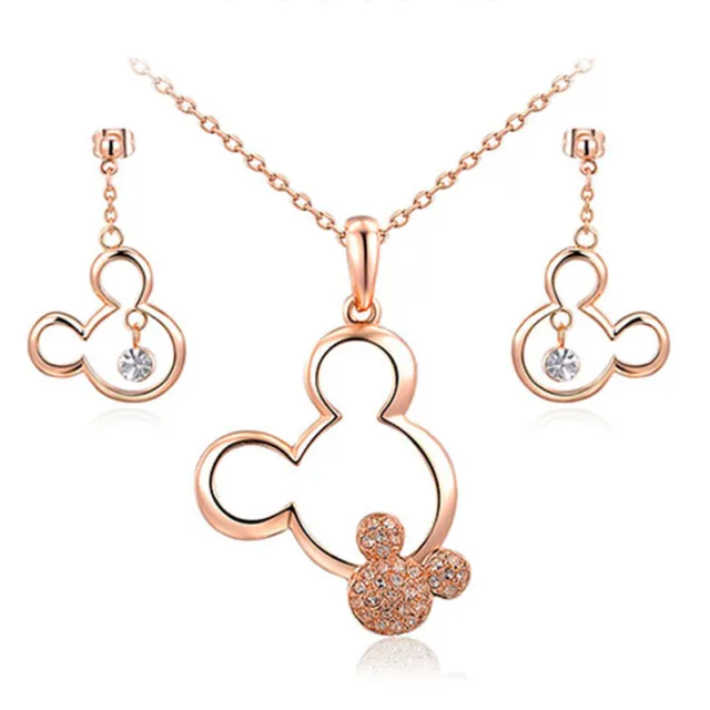 Women's Fashion Jewelry Mickey Mouse Pendant Necklace and Earring Set 59-7