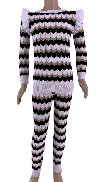 Kids Girls Knitted Scallop Lounge wear Tracksuit Joggers 2 PCS Set 2 -12 Yrs