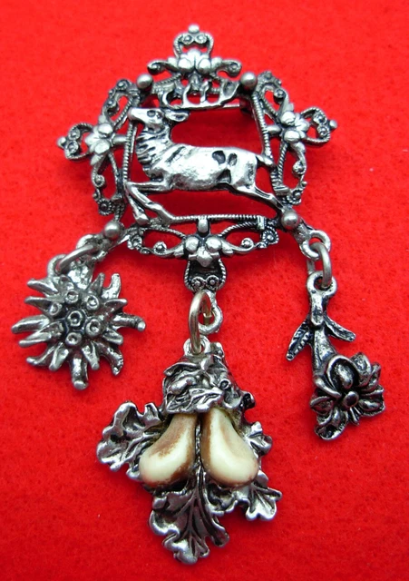1950s-1970s Stag Hunter Trachtenschmuck German Bavaria Oktoberfest Tyrol Hat Pin