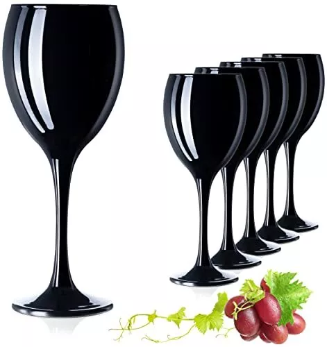 PLATINUX, set di 6 calici da vino, in vetro, di colore nero, max. 320 ml, (R8a)