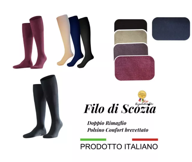 6 paia di calze FILO DI SCOZIA  uomo lunghe calzini cotone MADE ITALIA