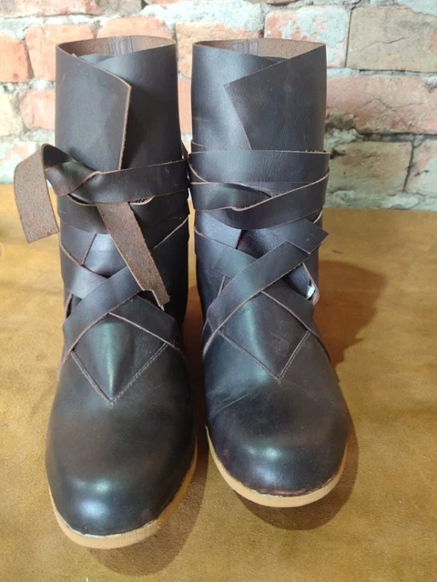 USA Armor Vintage Black Mens shoes Ren faire Medieval Leather Mens Boots