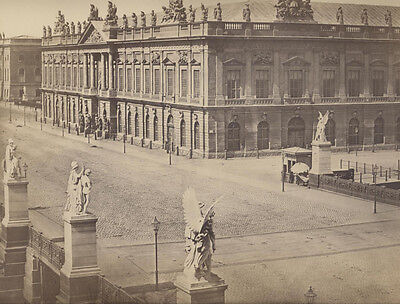 Original Albumen Photograph Of Large Beautiful Building W/ Large Statues