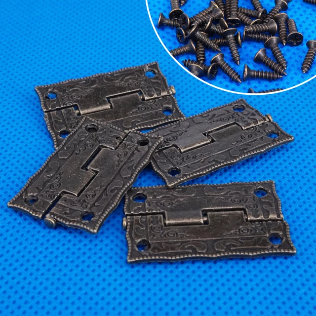 10x Vintage Antique Brass Mini Hinges Wooden Furniture Cabinet Jewelry Gift Box