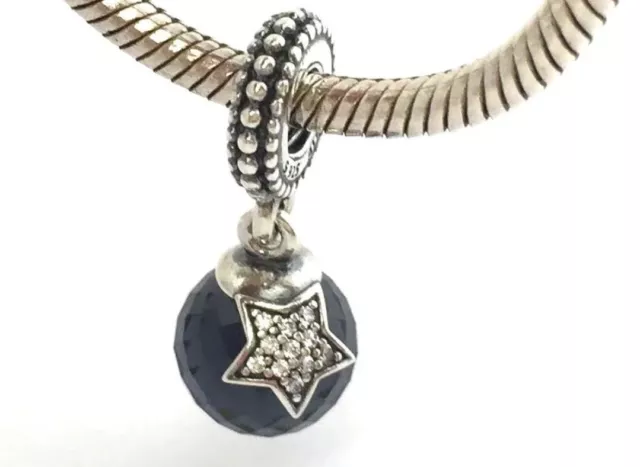New Authentic Pandora Midnight Blue Moon and Star Charm #791392NBC