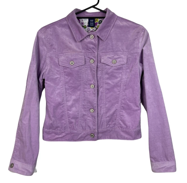 GAP KIDS | Purple Velvet Denim Jacket, Faux Jewel Snap Buttons  | XXL (14-16)