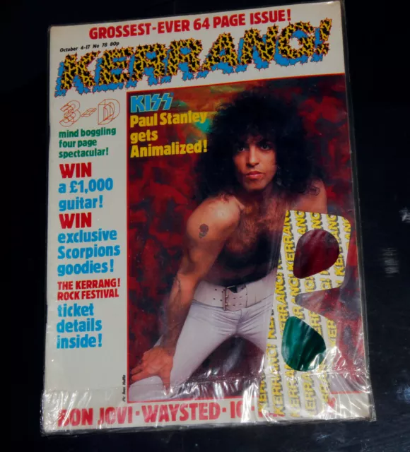 Kerrang Kiss Paul Stanley Animalize Cover Still Sealed 3D Pics  #78 1984