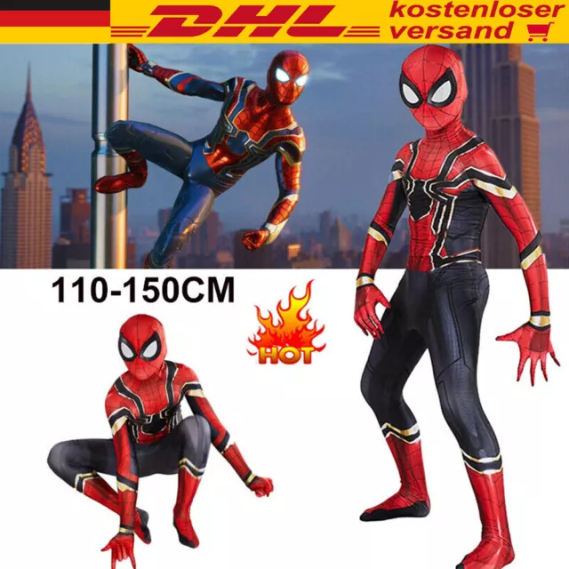 Spiderman Kostüm Kinder Marvel Spider-man Cosplay Overall Jumpsuit Spielanzug~