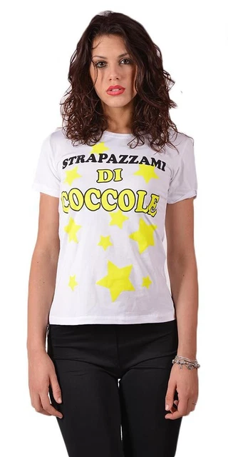 T-Shirt Donna Manica Corta Estiva Maglietta da Estata Bianca Cotone Divertente 3