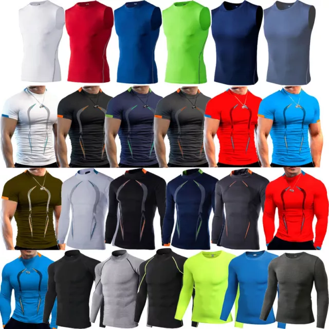 Hommes Compression sous-Pull Haut Manches Longues Thermique Gym SPORTS T-Shirt 》