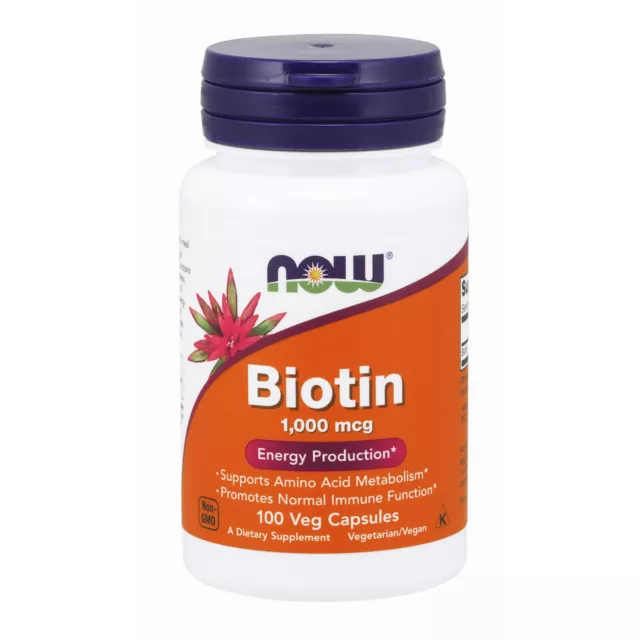 Now Foods Biotine 1000mcg 100 Comprimé Veg Vitamine pour Cheveux Growth & Fort