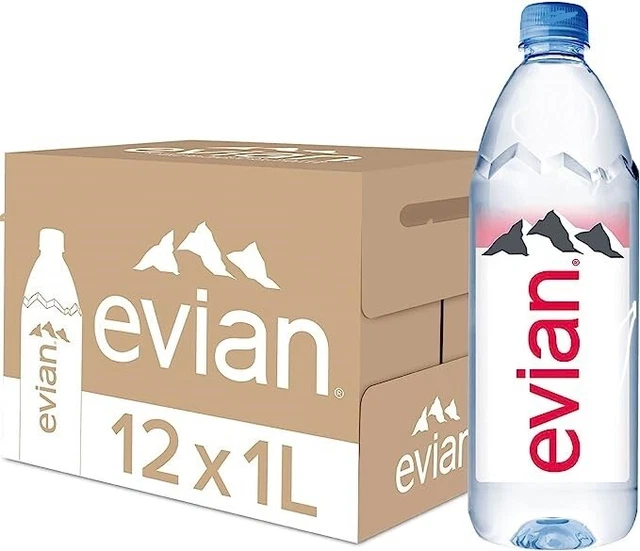 Evian Natural Mineral Water, 12 x 1L