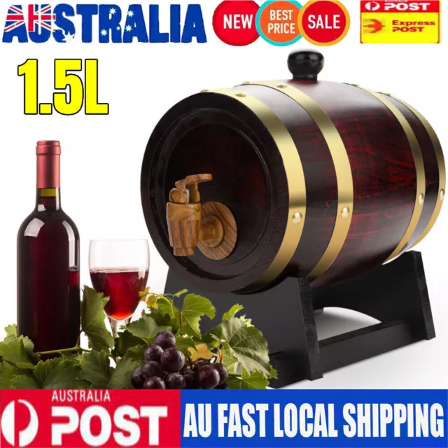 Retro Oak Timber Port Barrel, Wine Beer Whiskey Rum Wooden Keg - 1.5L/3L/5L/10L