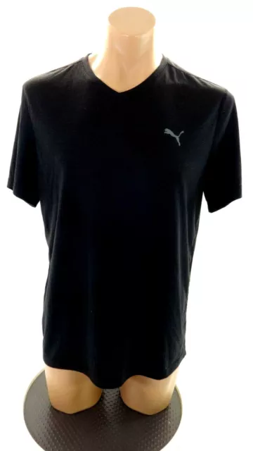 PUMA HOMME Taille L Noir Micro Rayure Manche Courte T-Shirt