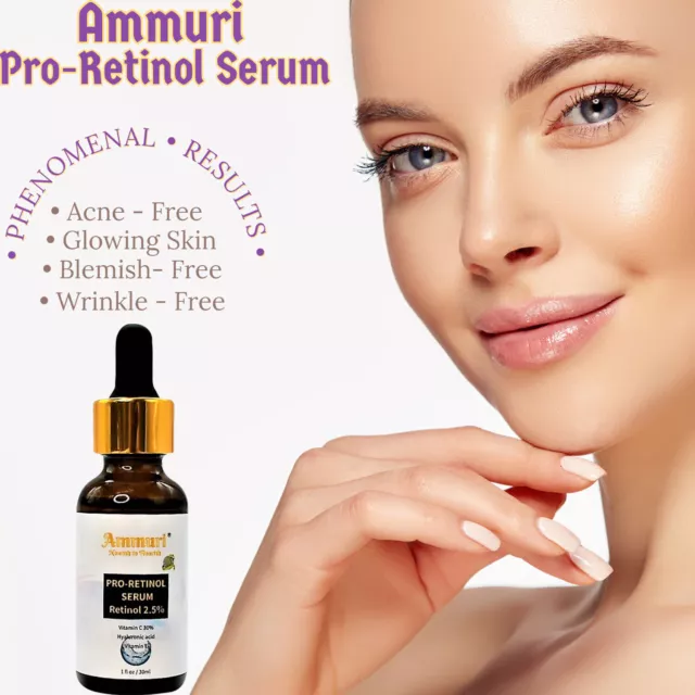 Ammuri Retinol Serum 2.5% - Anti Ageing Wrinkle Reducer Moisturiser for Face UK
