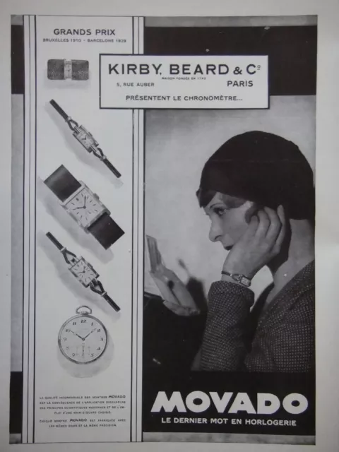 Publicité 1931 Chronomètre Movado Le Dernier Mot En Horlogerie - Advertising