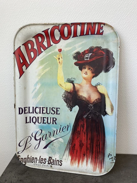 ANCIENNE GRANDE BOÎTE tôle MASSILLY décor cafetière cuivre assiette
