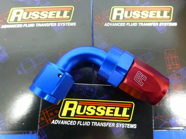 Russell 610170 Full Flow Swivel Hose End Fitting 90 degree AN8 -8 # 8AN Red Blue