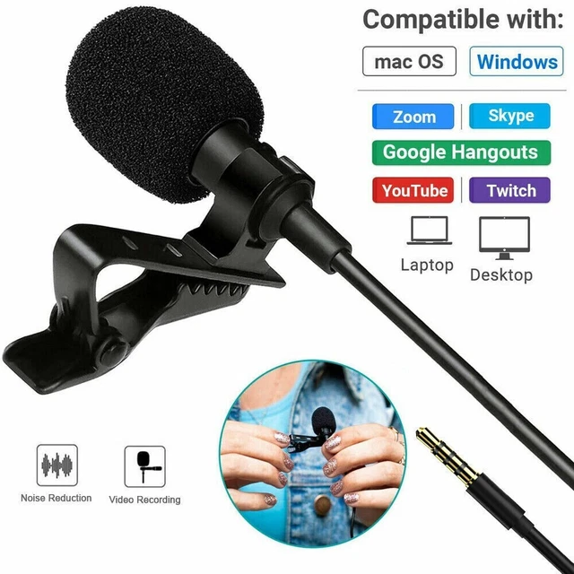 Mini Lavalier Clip-on Lapel Mic Microphone 3.5mm For Mobile Phone PC Recording
