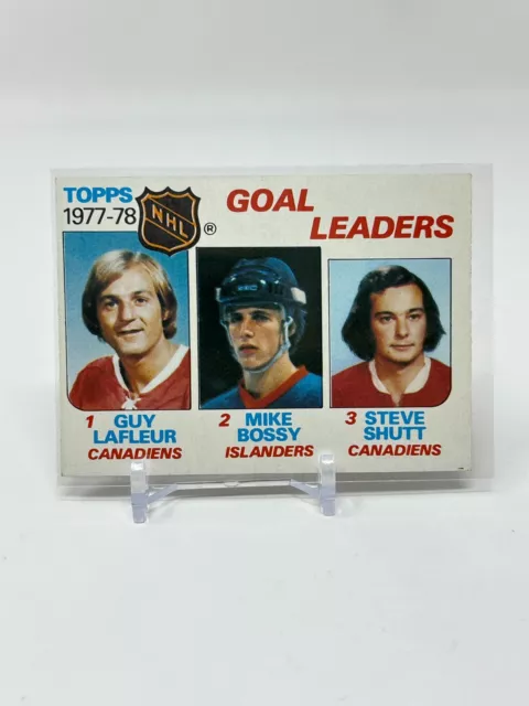 1978-79 Topps Hockey Goal Leaders LaFleur Bossy Shutt Card #63