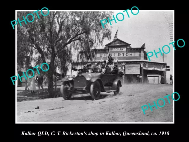 OLD LARGE HISTORIC PHOTO OF KALBAR QLD, VIEW OF BICKERTONS GENERAL STORE c1918