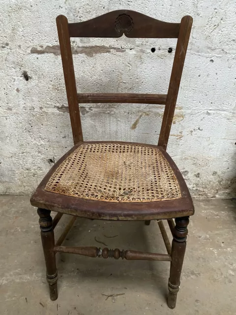 18-19th c Small Country Wood CANE Seat Chair - needs restoring/TLC