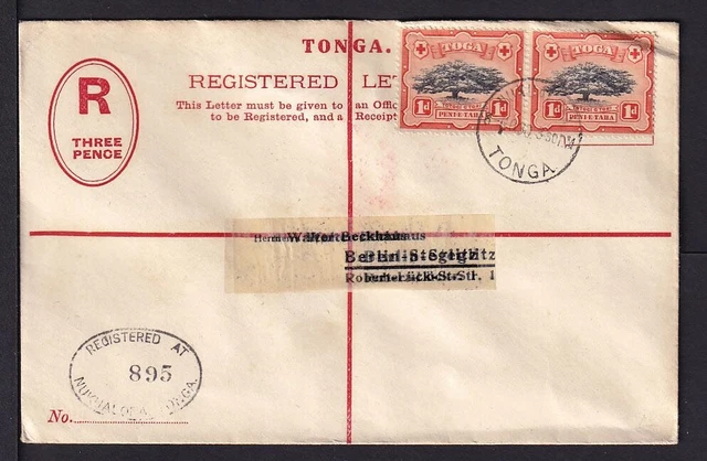 1930 - 3 P. Einschreib-Ganzsache ab Nukualofa nah Berlin (19031635)