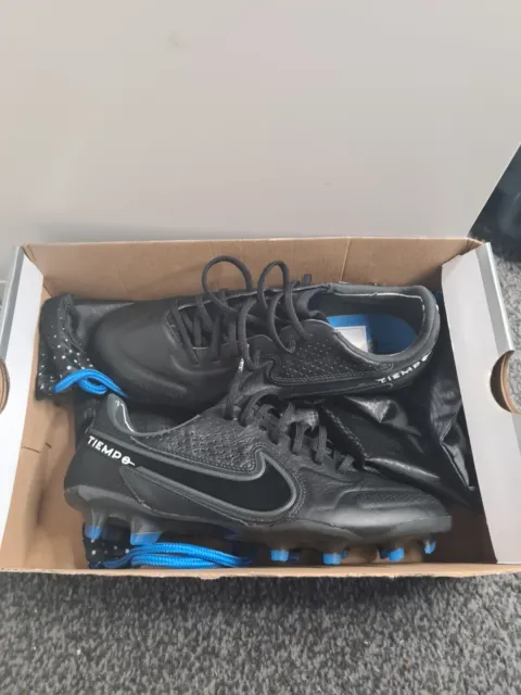 Nike Tiempo Legend 9 Elite FG Football Boots Black Blue Size UK 6 Brand New