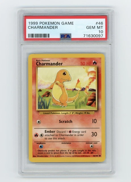 PSA 10 GEM MINT Charmander Base Set Unlimited WOTC 1999 Pokémon Card