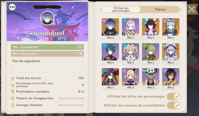 Compte Genshin Impact Europe - AR48 - Wanderer C2R1 - PC - Neuf (accès Immédiat)