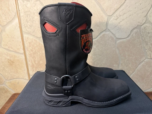 MEN’S SQUARE TOE Harness Roper Work Boot Biker Boot Size 9.5 D Leather ...