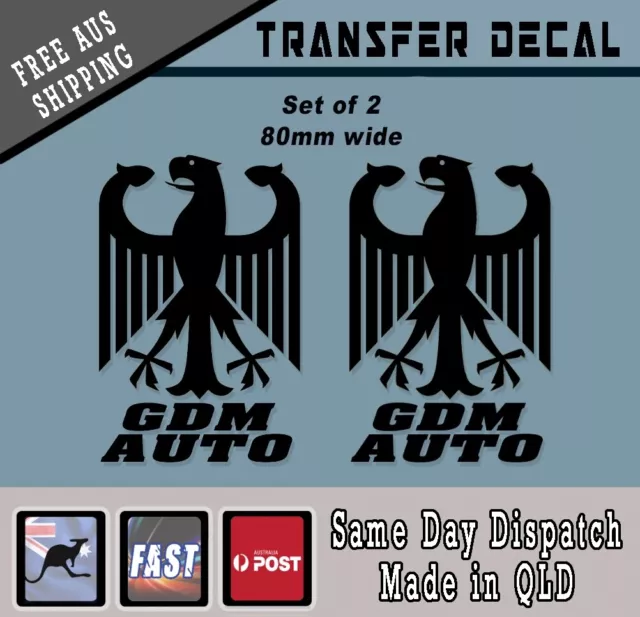 German GDM AUTO Decal sticker BLACK twin SET 80mm wide DRIFT RACE import BMW VW