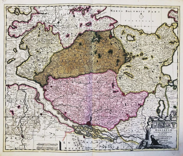 Holstein Hamburg Kiel Lübeck Karte map Schenk Kupferstich 1707