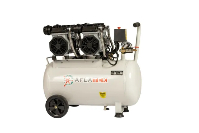 AFLATEK PRO50 Compressore d'aria silenzioso senza olio 2x1200w 8bar 15 CFM 230v