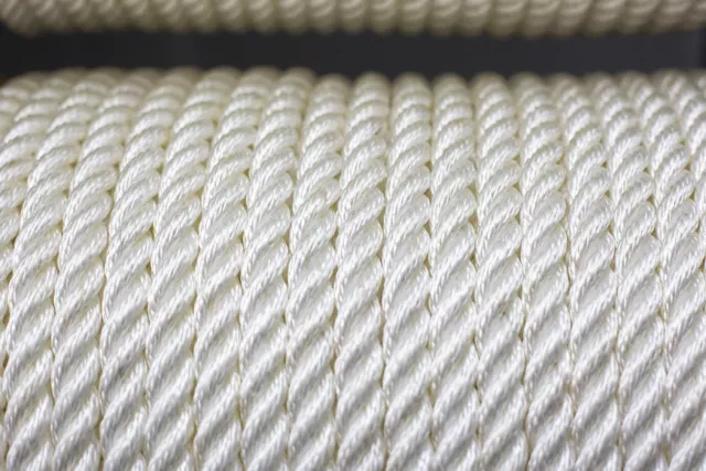 Nylon 3 Strand Twisted Rope 14mm x 100m, White