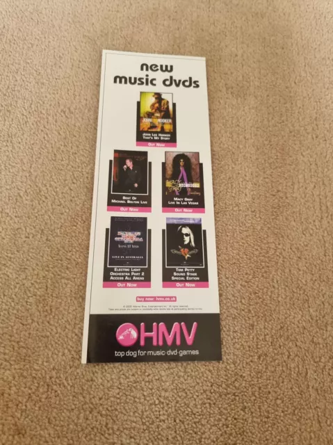 Tnewl47 Advert 11X4" Hmv New Music Dvd's : John Lee Hooker, Tom Petty