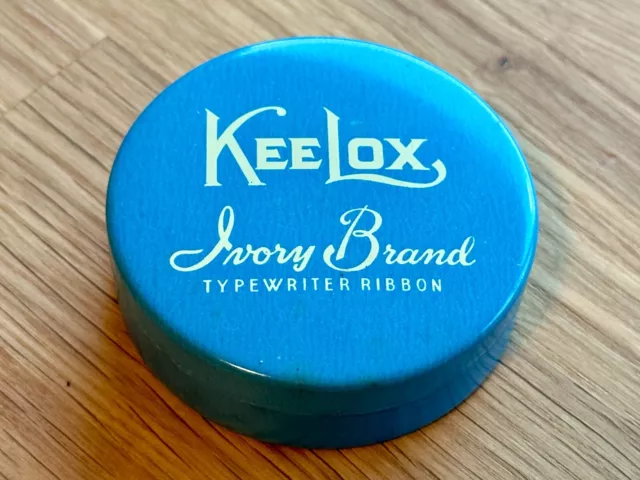 Vintage Typewriter Ribbon Advertising Tin KeeLox Ivory Brand New York Blue empty